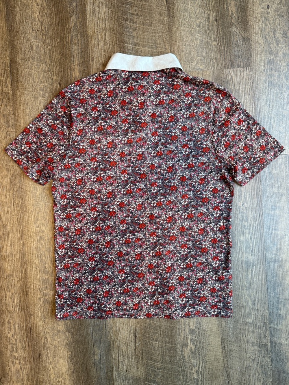 Perry Ellis Polo Floral Print Short Sleeve Button Up Luxury Pima Cotton Size M - Picture 8 of 10